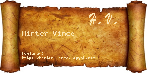 Hirter Vince névjegykártya